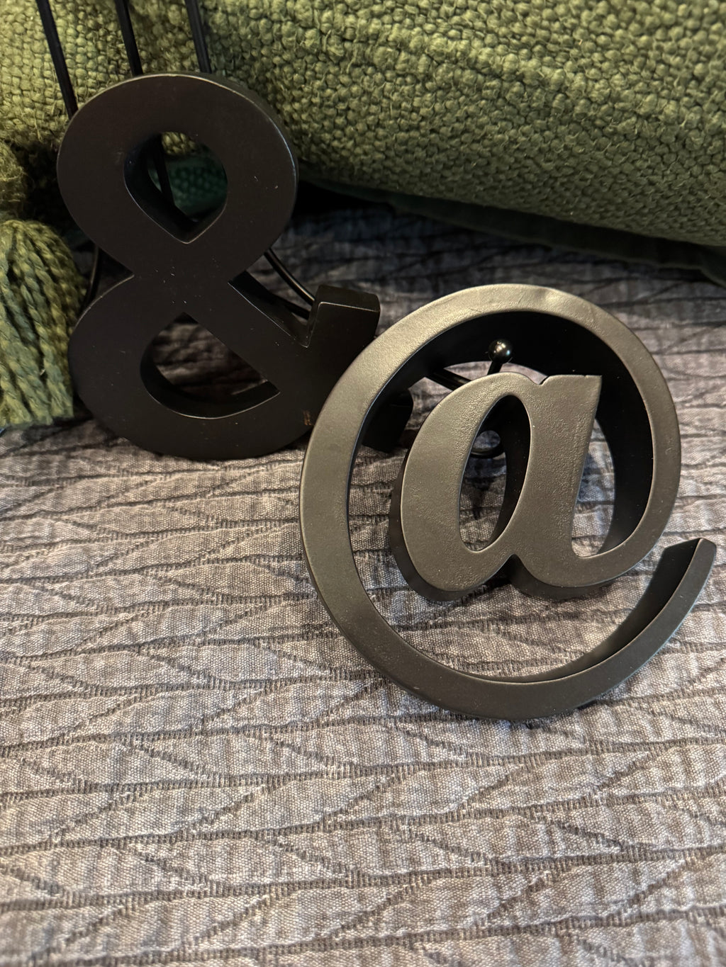 Vintage Symbol Paperweights | Rustic Desk Decor | Set of 2