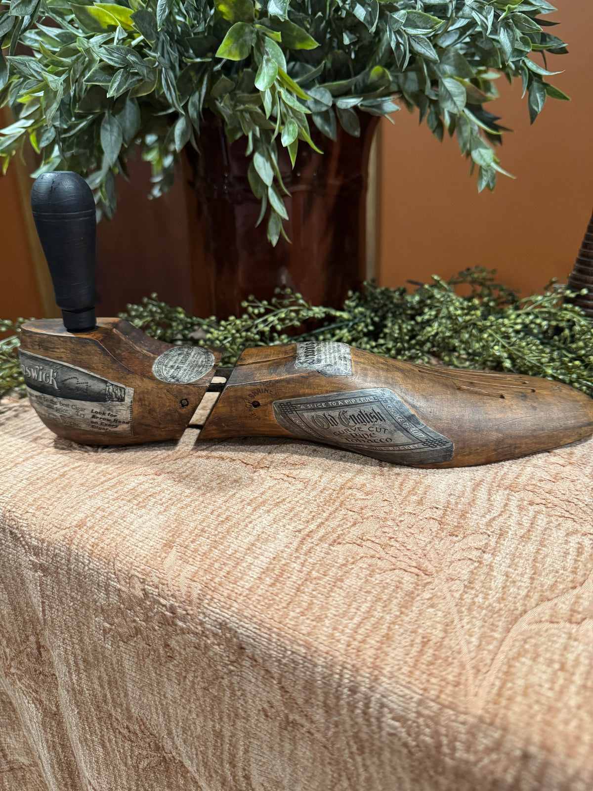 Antique Shoe Form with 1890s Ads | Rustic Curiosity Decor