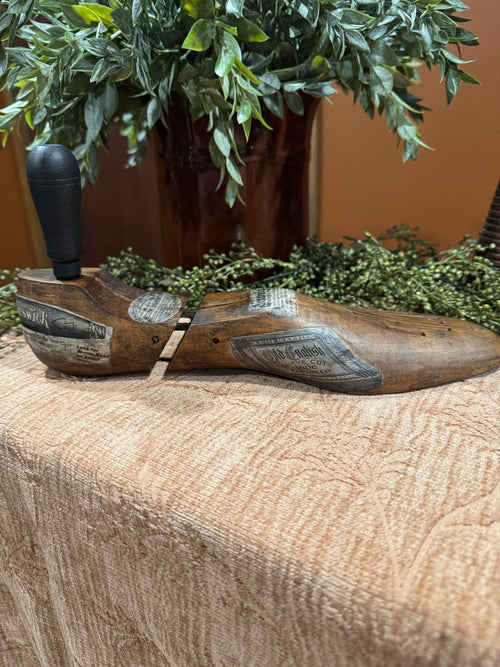 Antique Shoe Form with 1890s Ads | Rustic Curiosity Decor