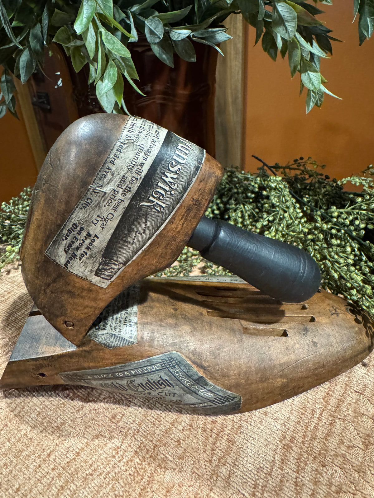 Antique Shoe Form with 1890s Ads | Rustic Curiosity Decor