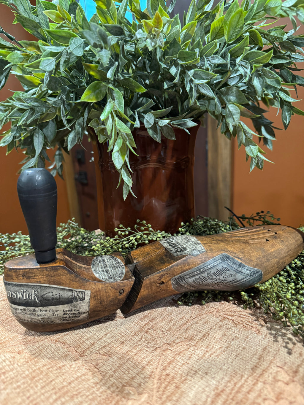 Antique Shoe Form with 1890s Ads | Rustic Curiosity Decor