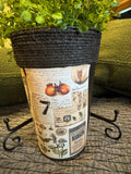 Galvanized Planter with Vintage Ephemera | Rustic Botanical Decor