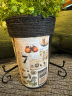 Galvanized Planter with Vintage Ephemera | Rustic Botanical Decor