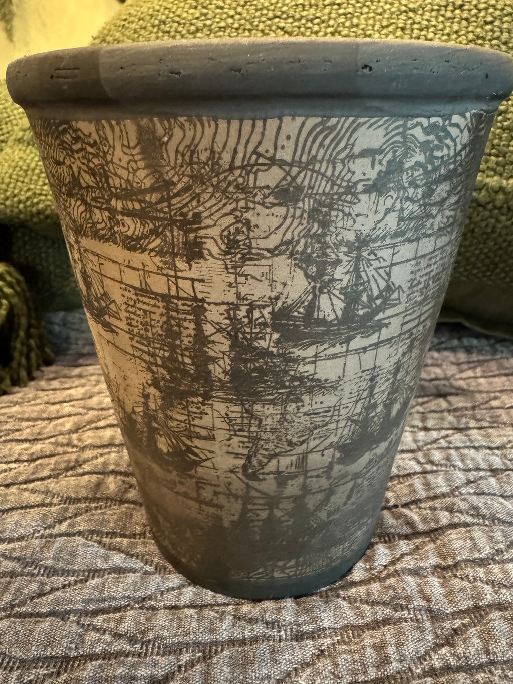 Coastal Ceramic Planter | Aegean-Inspired Rustic Decor | Real Plants OK