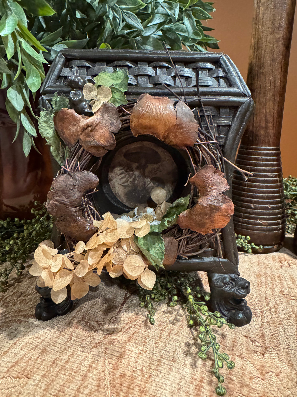 Vintage Clock Base with Lion Feet & Rabbit | Rustic Curiosity Decor