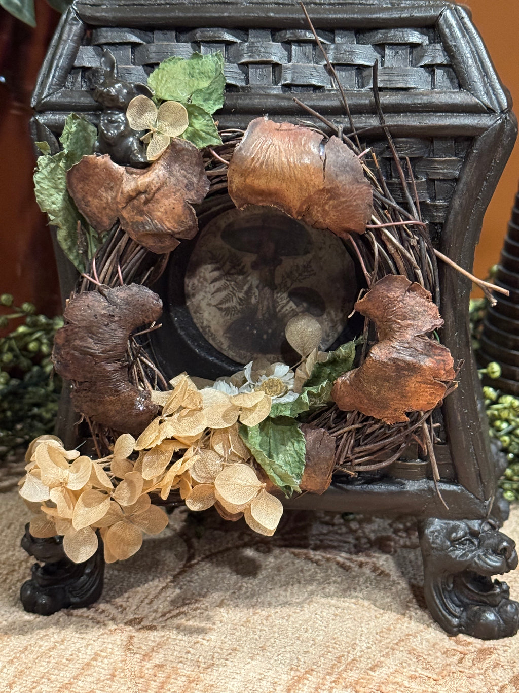 Vintage Clock Base with Lion Feet & Rabbit | Rustic Curiosity Decor