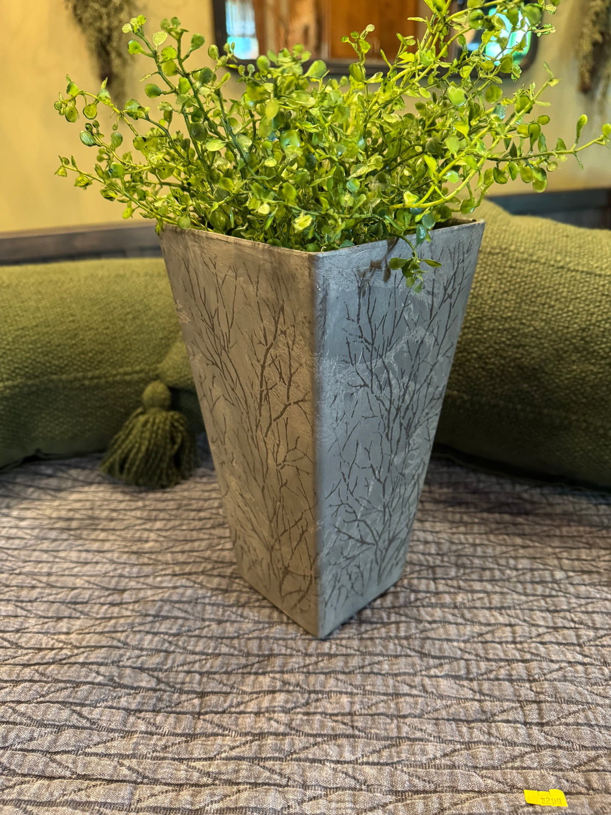 Hard Resin Branch Planter | Dark Rustic Botanical Decor
