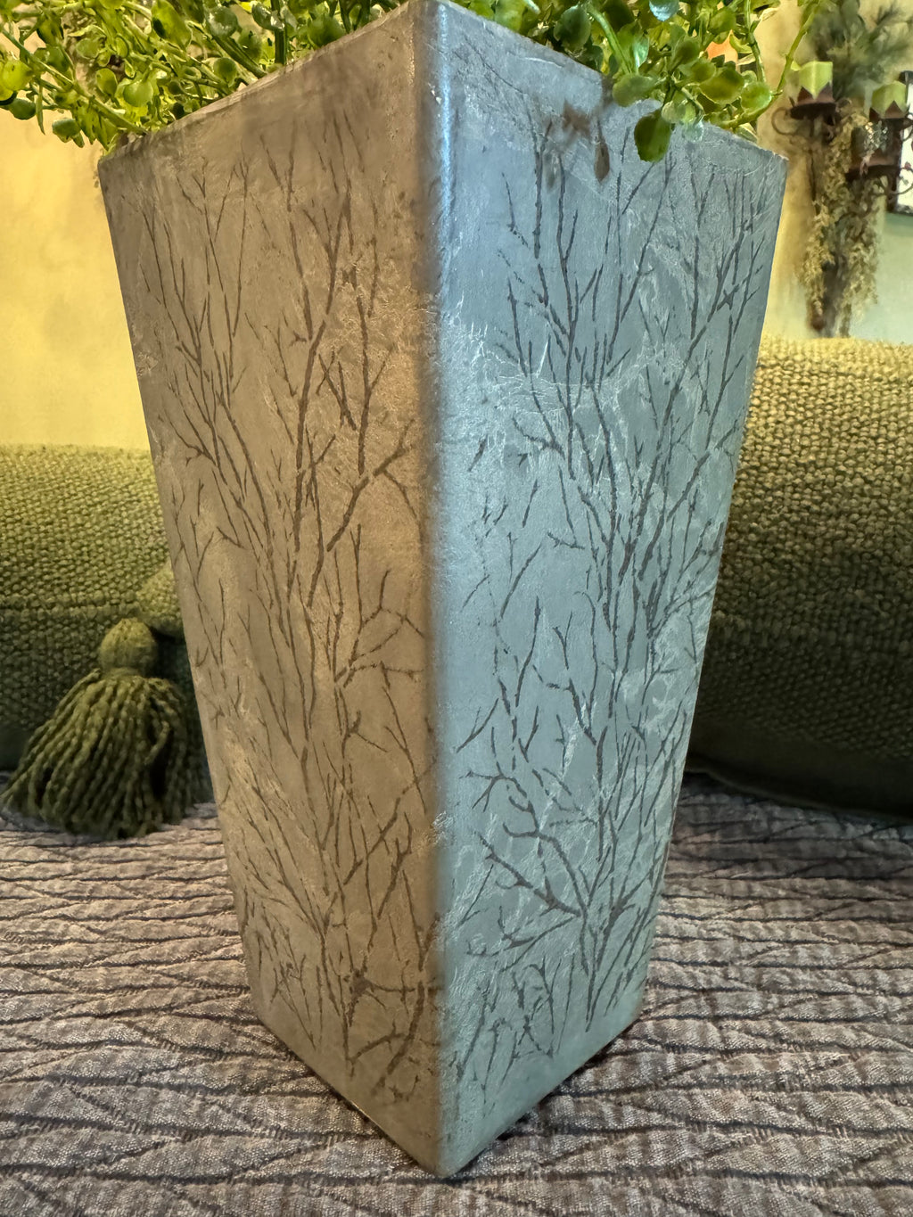 Hard Resin Branch Planter | Dark Rustic Botanical Decor