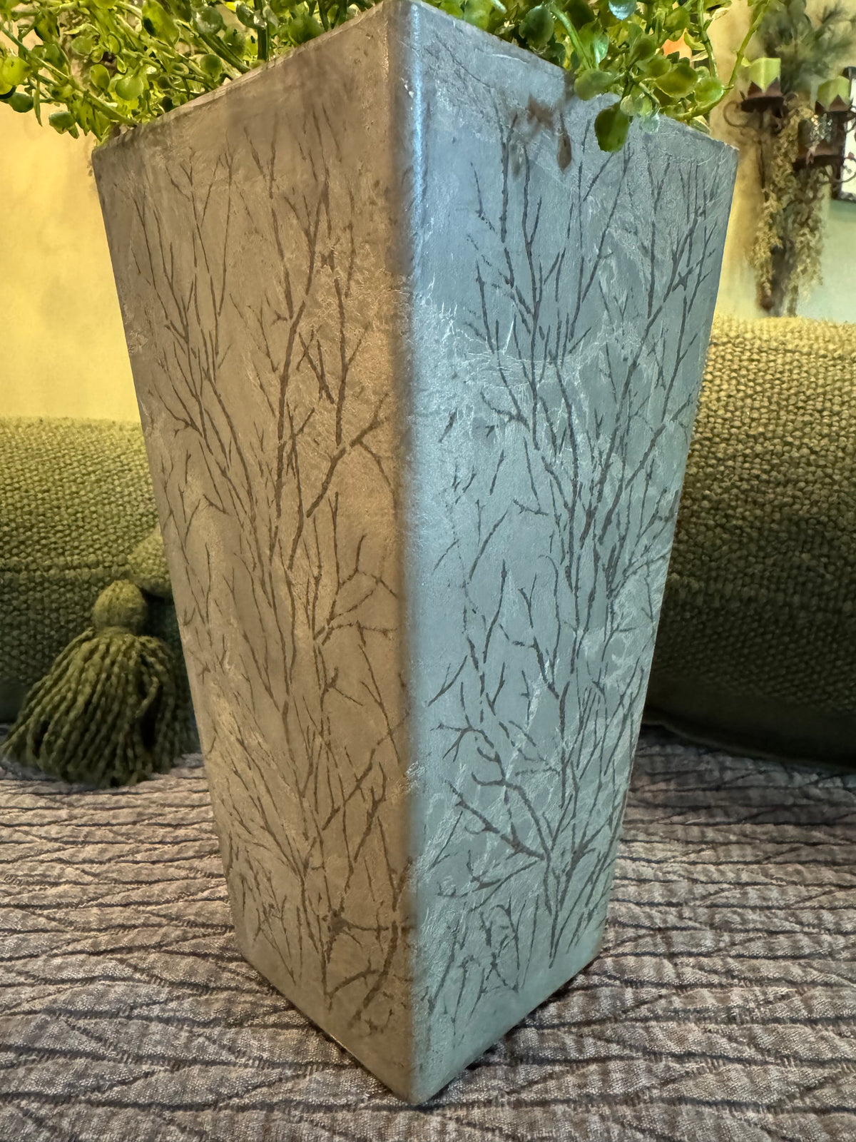 Hard Resin Branch Planter | Dark Rustic Botanical Decor
