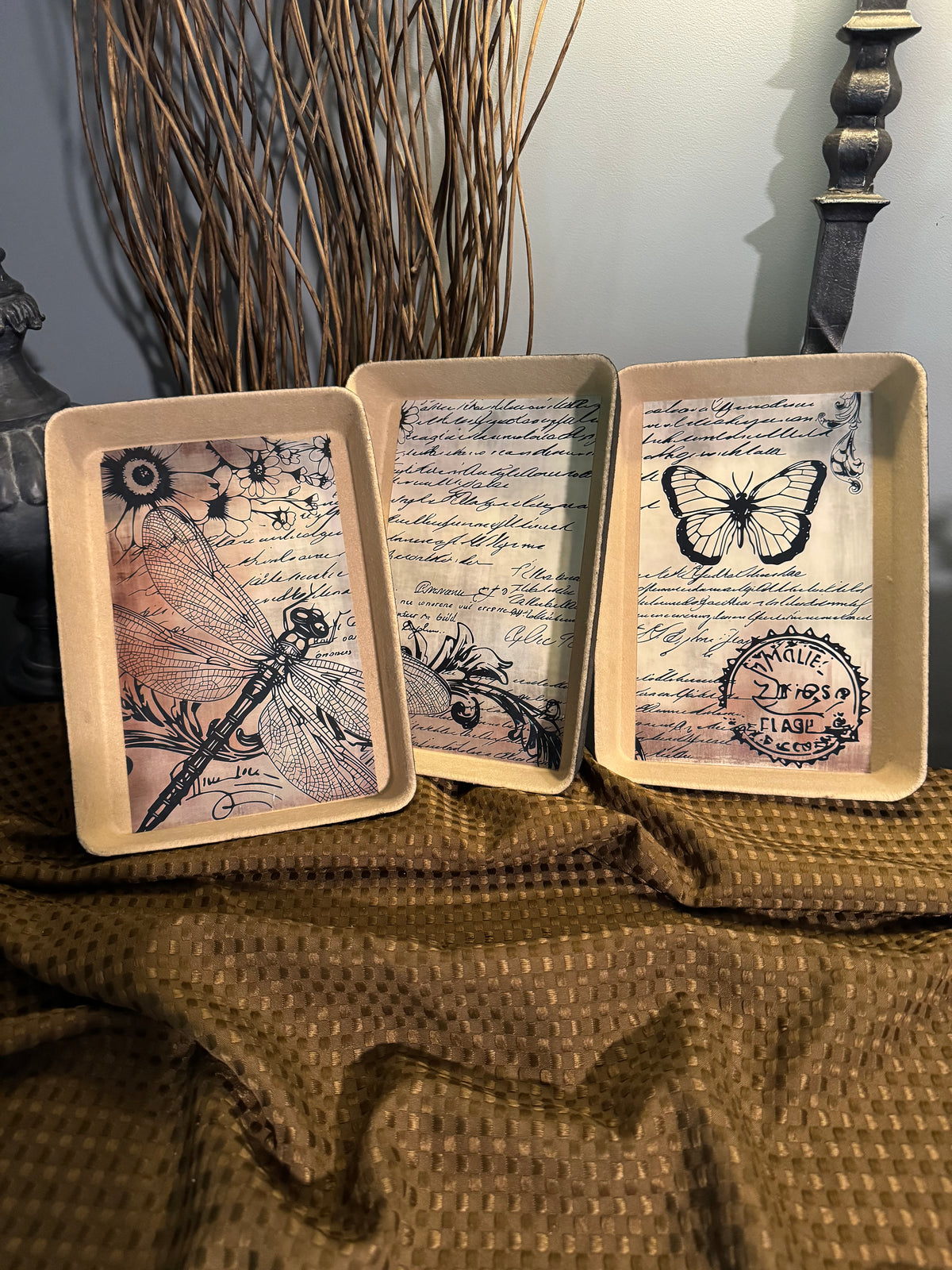 Upcycled Specimen Trays | Rustic Catchall Desk & Dresser Decor | Set of 3