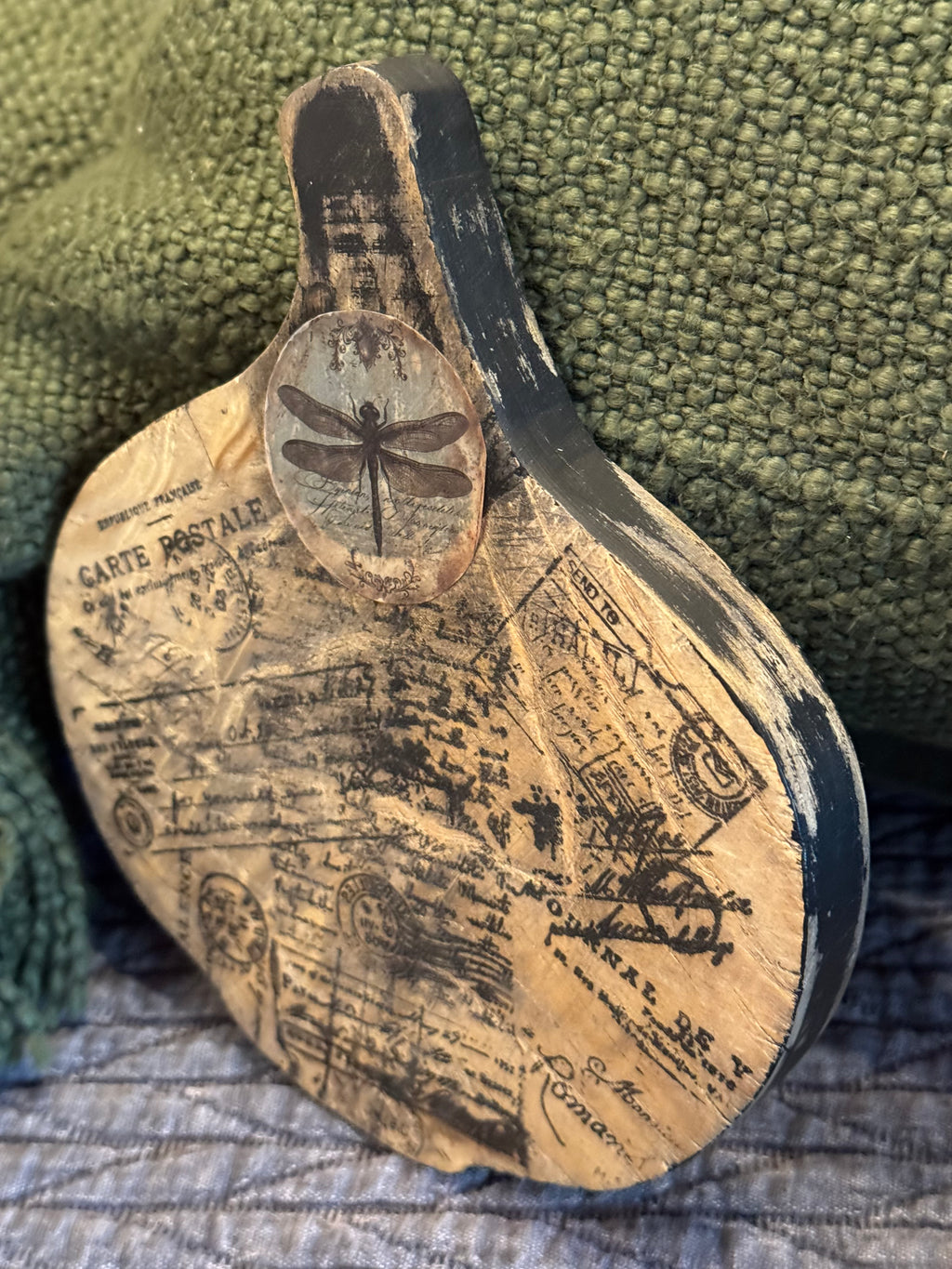 Vintage Postage Stamp Wood Board | Rustic Letter Writing Decor