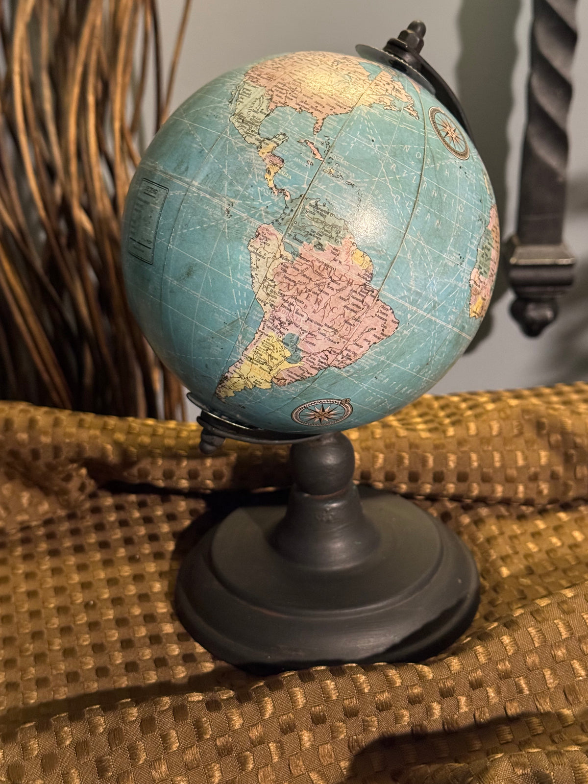 Vintage Globe Figurine | Travel Decor | Rustic Wanderlust Home Decor