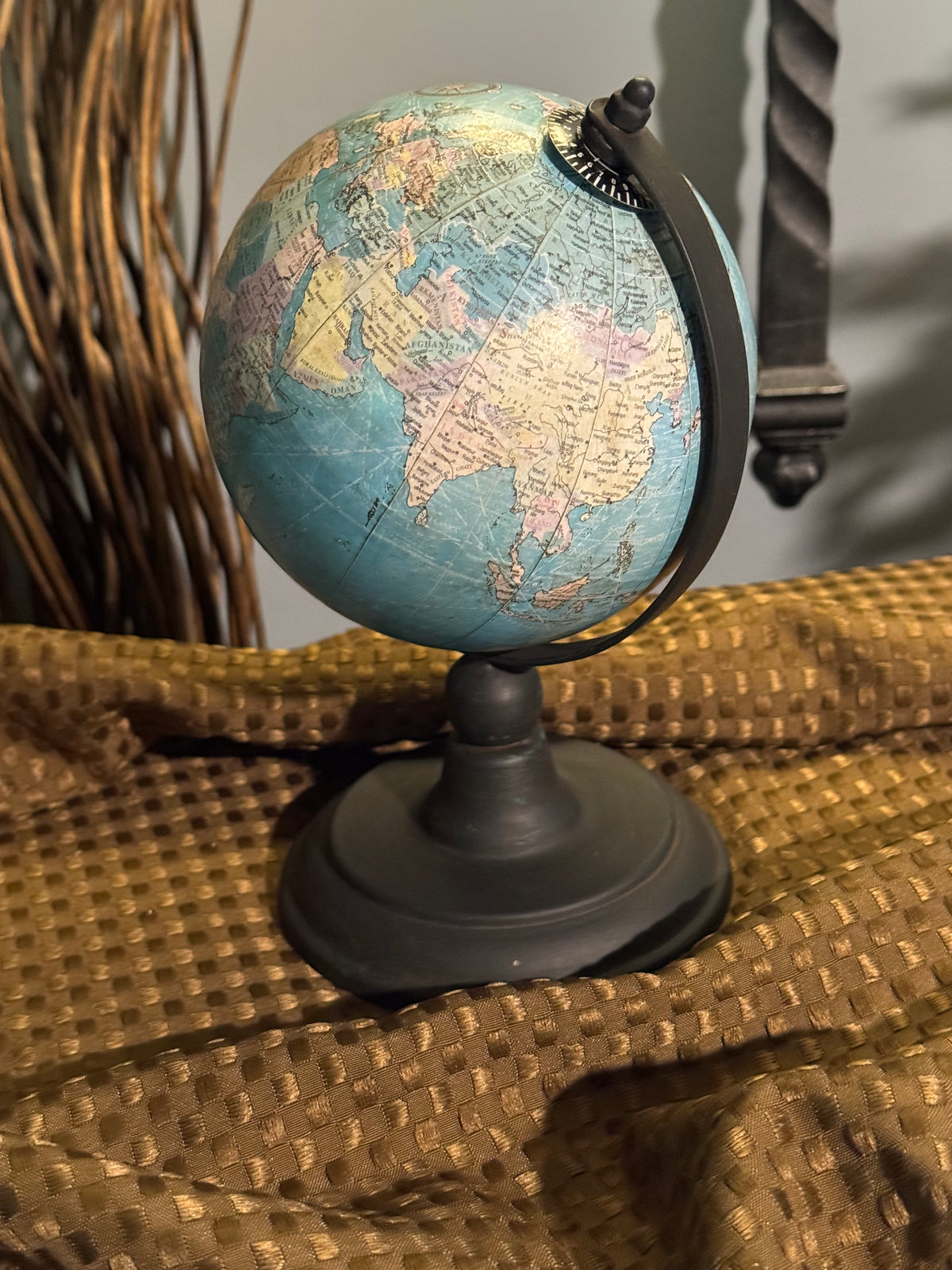 Vintage Globe Figurine | Travel Decor | Rustic Wanderlust Home Decor