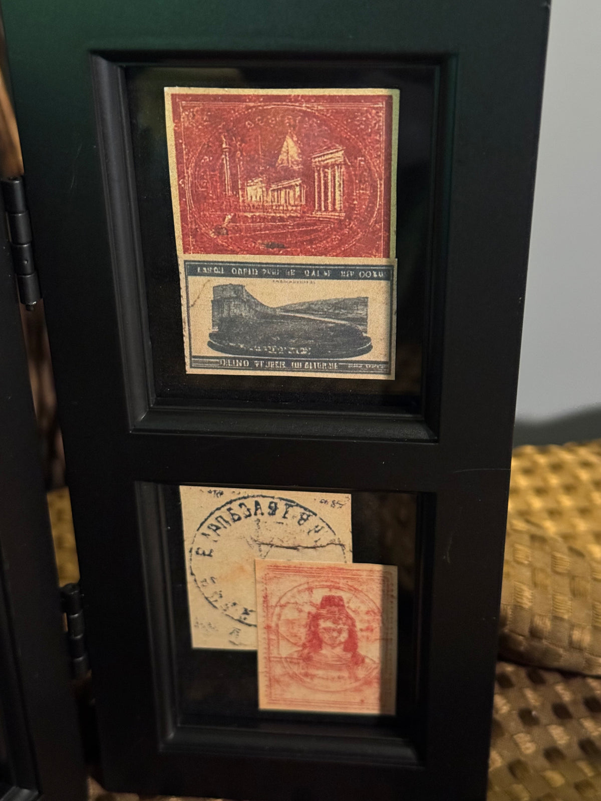 Vintage Stamp Display Frame | Collector's Conversation Piece | Rustic Decor