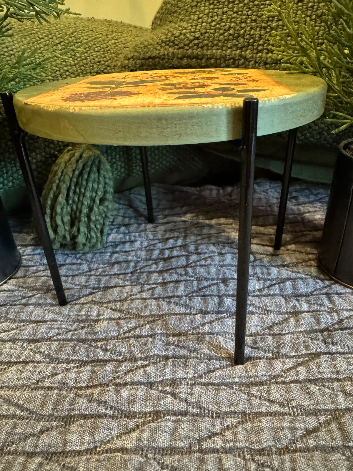 Small Vintage Riser Planter | Cottagecore Tabletop Decor