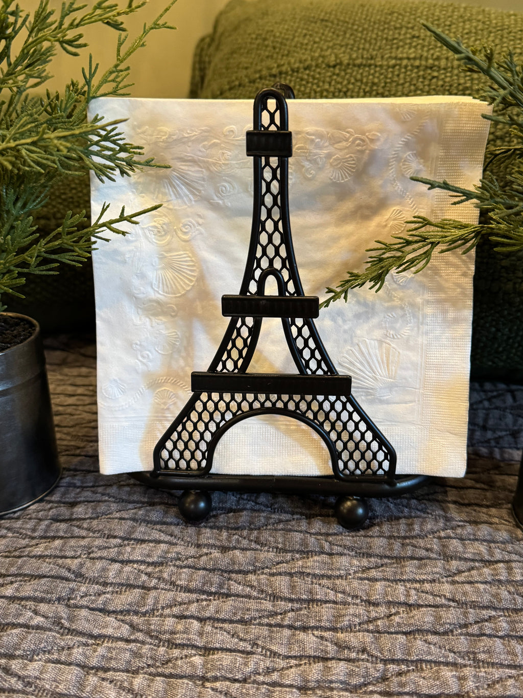 Eiffel Tower Napkin Holder | Black Parisian Kitchen Decor | Upcycled