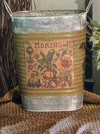 Galvanized Market Flower Bucket | French Farmhouse Botanical Decor