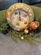 Travel Stamp Wall Clock | Working Clock | Rustic Wanderlust Decor