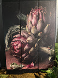 Artichoke Canvas Wall Art on Salvage Wood | Dark Moody Home Decor