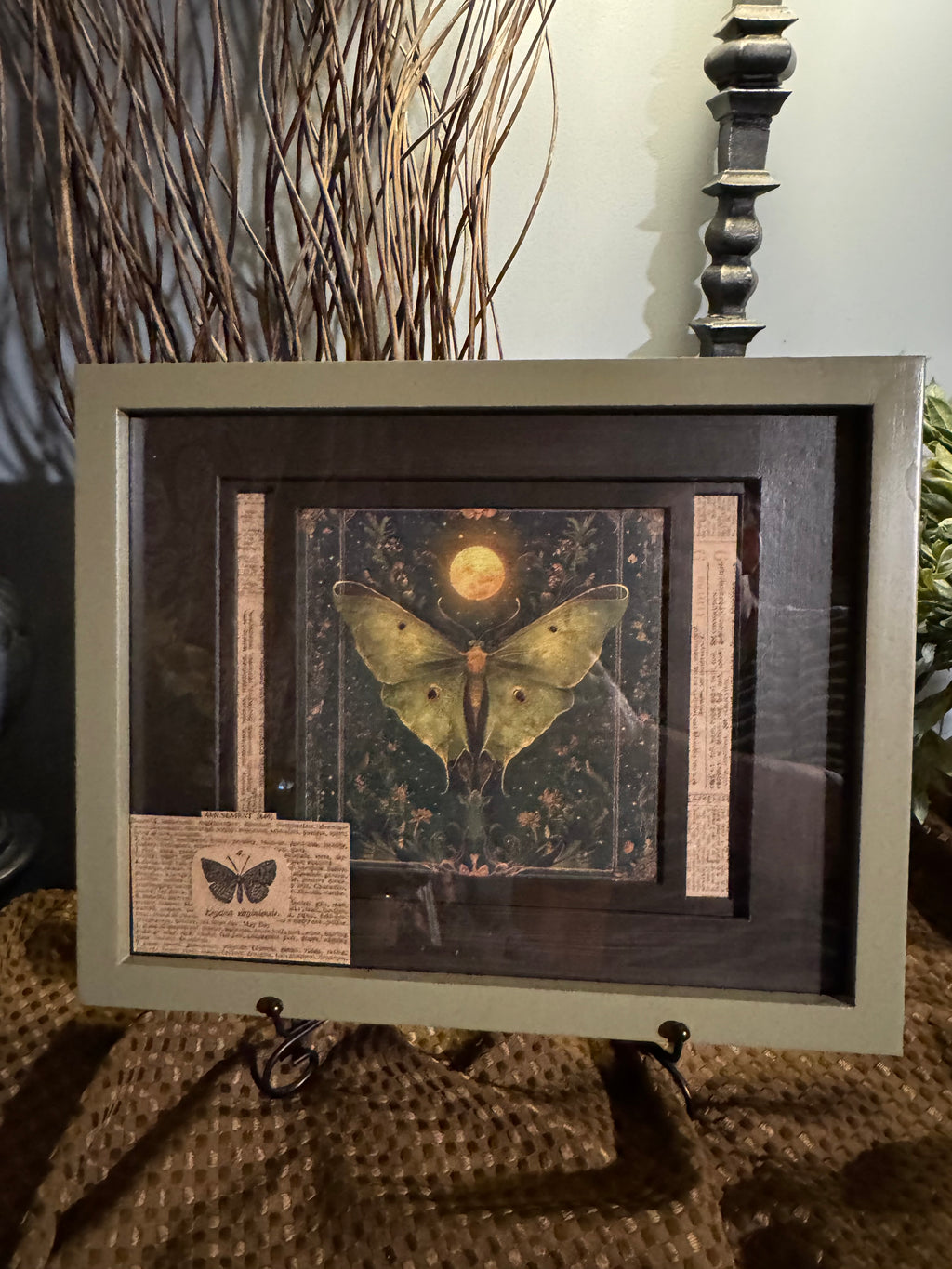 Layered Butterfly Wall Art | Textured Green Frame | Cottagecore Decor