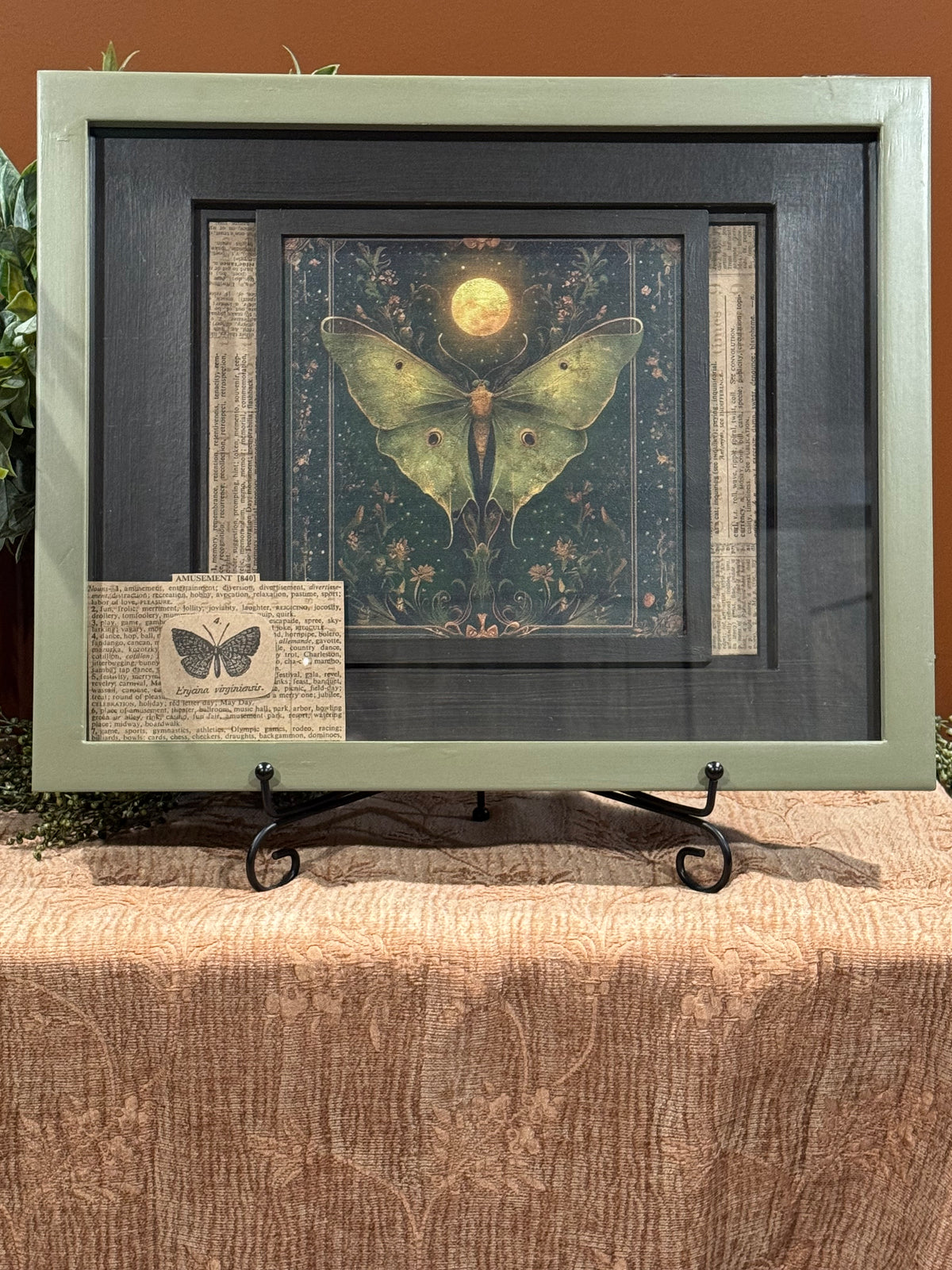 Layered Butterfly Wall Art | Textured Green Frame | Cottagecore Decor