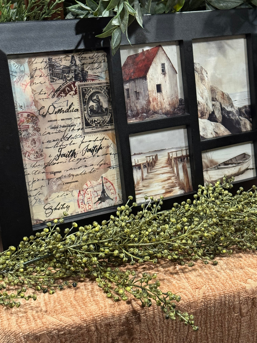 Coastal Framed Art | Aegean Fishing Village | Rustic Wall Decor
