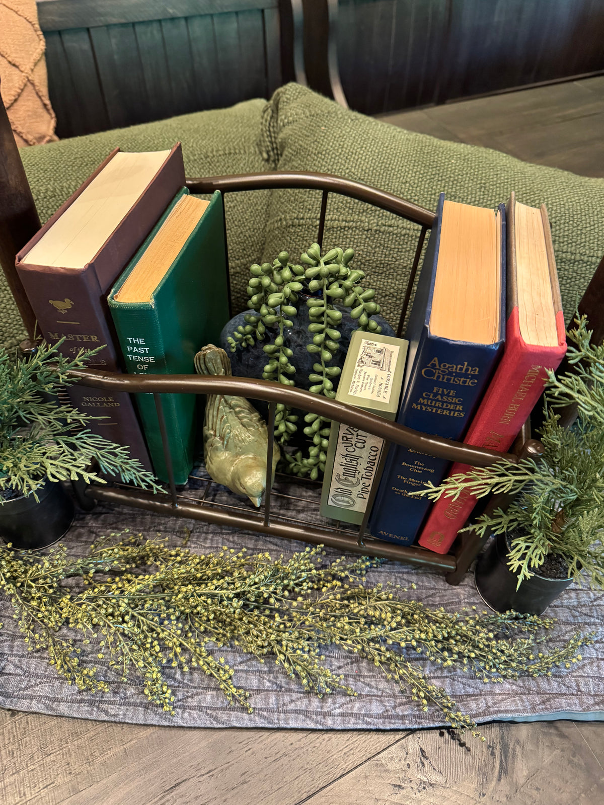Vintage Metal Tabletop Bookshelf | Rustic Farmhouse Home Decor