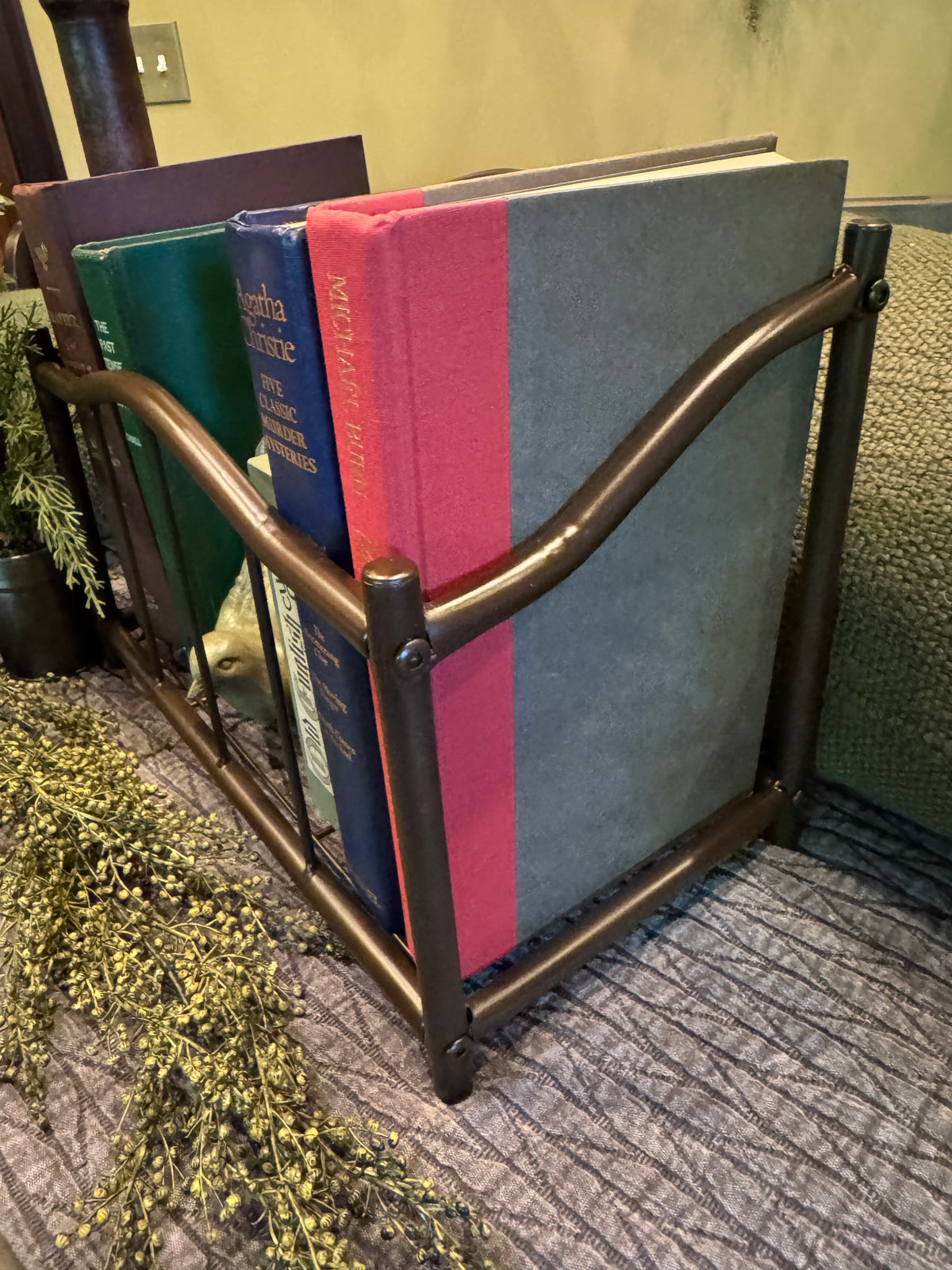 Vintage Metal Tabletop Bookshelf | Rustic Farmhouse Home Decor