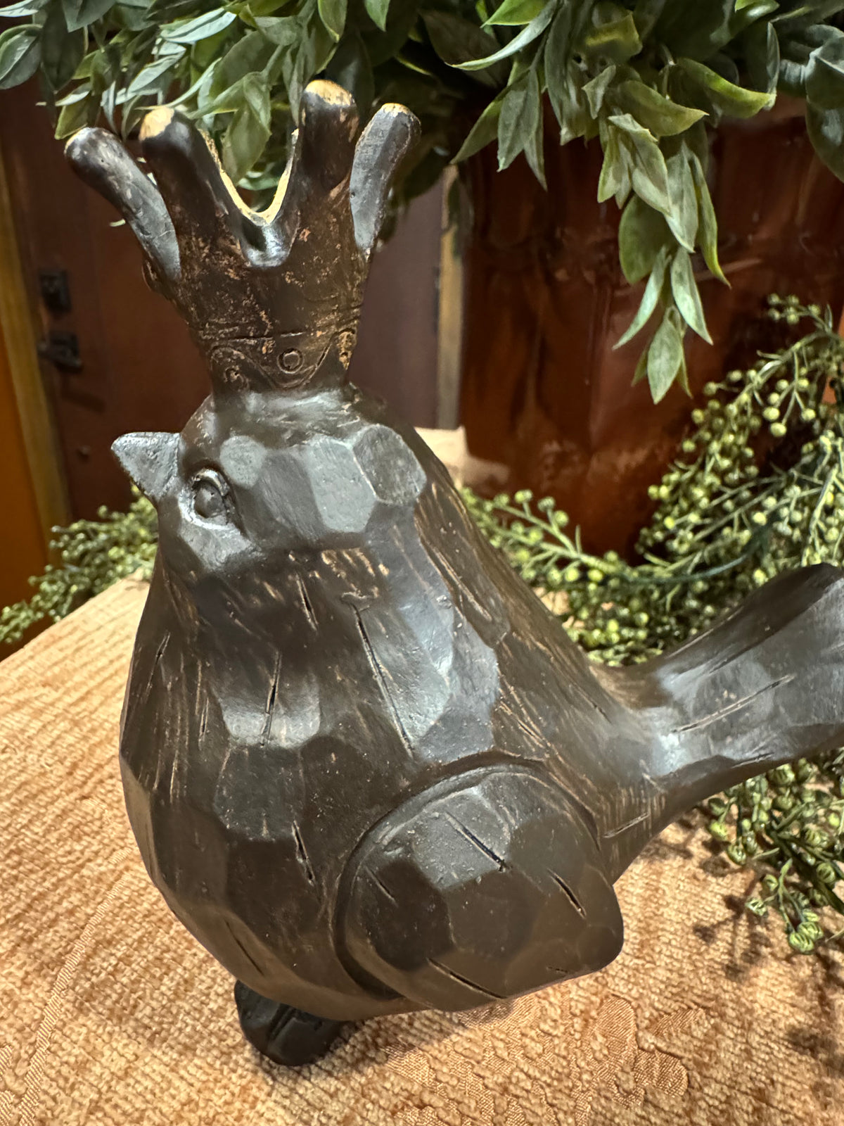 Queen Victoria Crowned Bird Figurine | Whimsical Cottagecore Shelf Decor