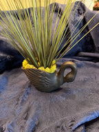 Black Swan Sculptural Planter with Grasses | Dark Moody Home Decor