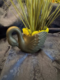 Black Swan Sculptural Planter with Grasses | Dark Moody Home Decor