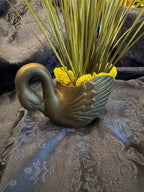 Black Swan Sculptural Planter with Grasses | Dark Moody Home Decor