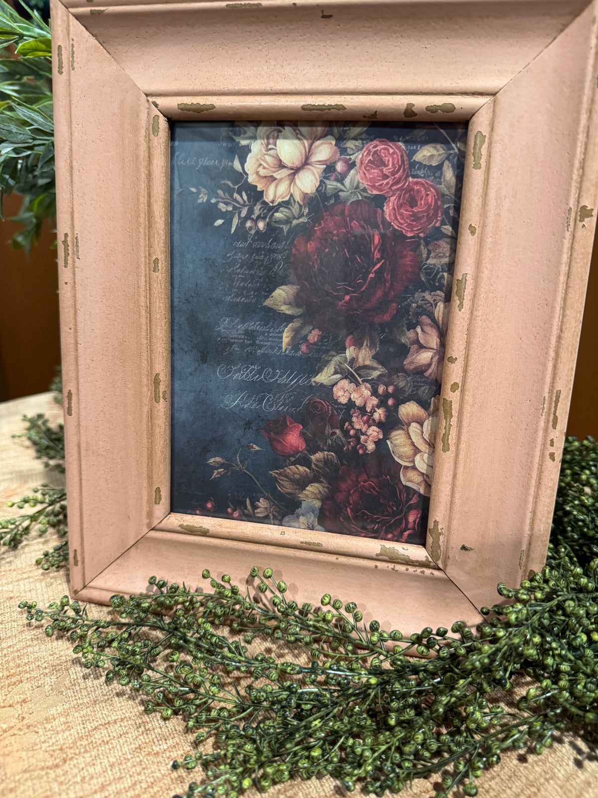 Vintage Rose Framed Art | Dusty Pink Cottagecore Wall Decor