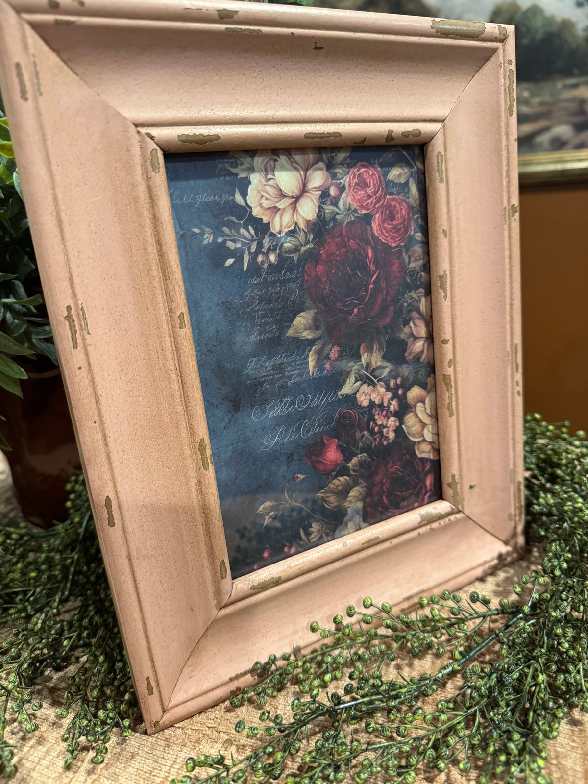 Vintage Rose Framed Art | Dusty Pink Cottagecore Wall Decor