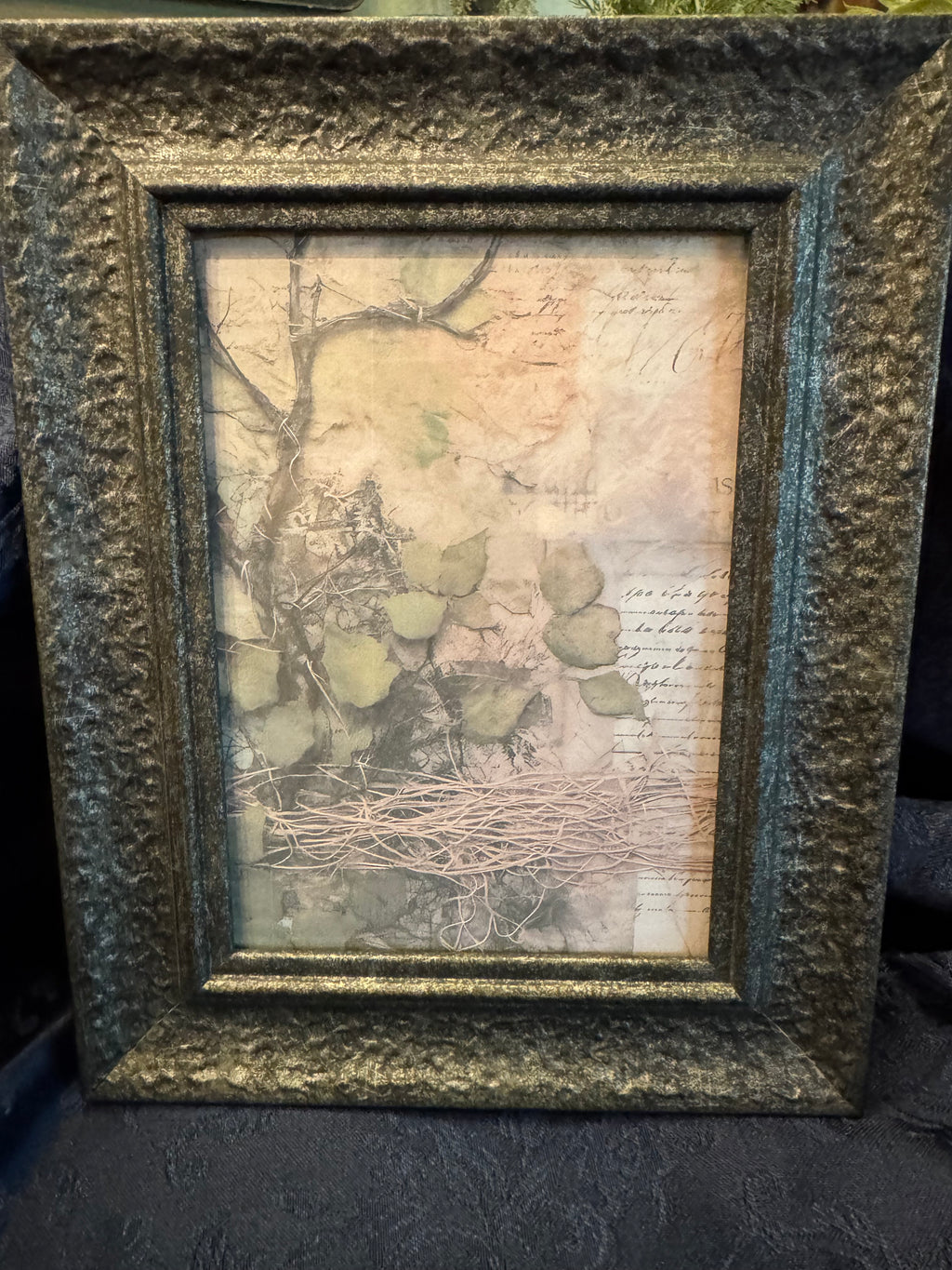 Vintage Floral Print in Gray Frame | Simple Cottagecore Wall Decor