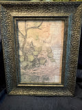 Vintage Floral Print in Gray Frame | Simple Cottagecore Wall Decor