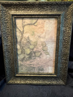Vintage Floral Print in Gray Frame | Simple Cottagecore Wall Decor