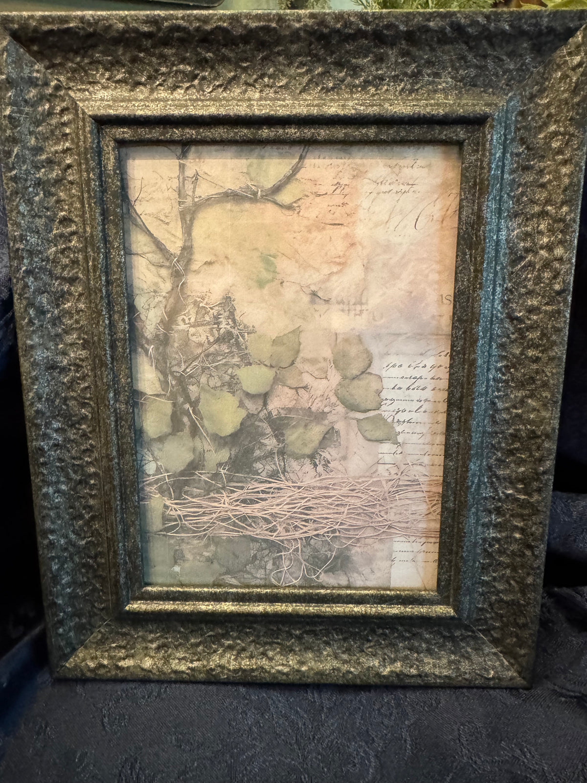 Vintage Floral Print in Gray Frame | Simple Cottagecore Wall Decor