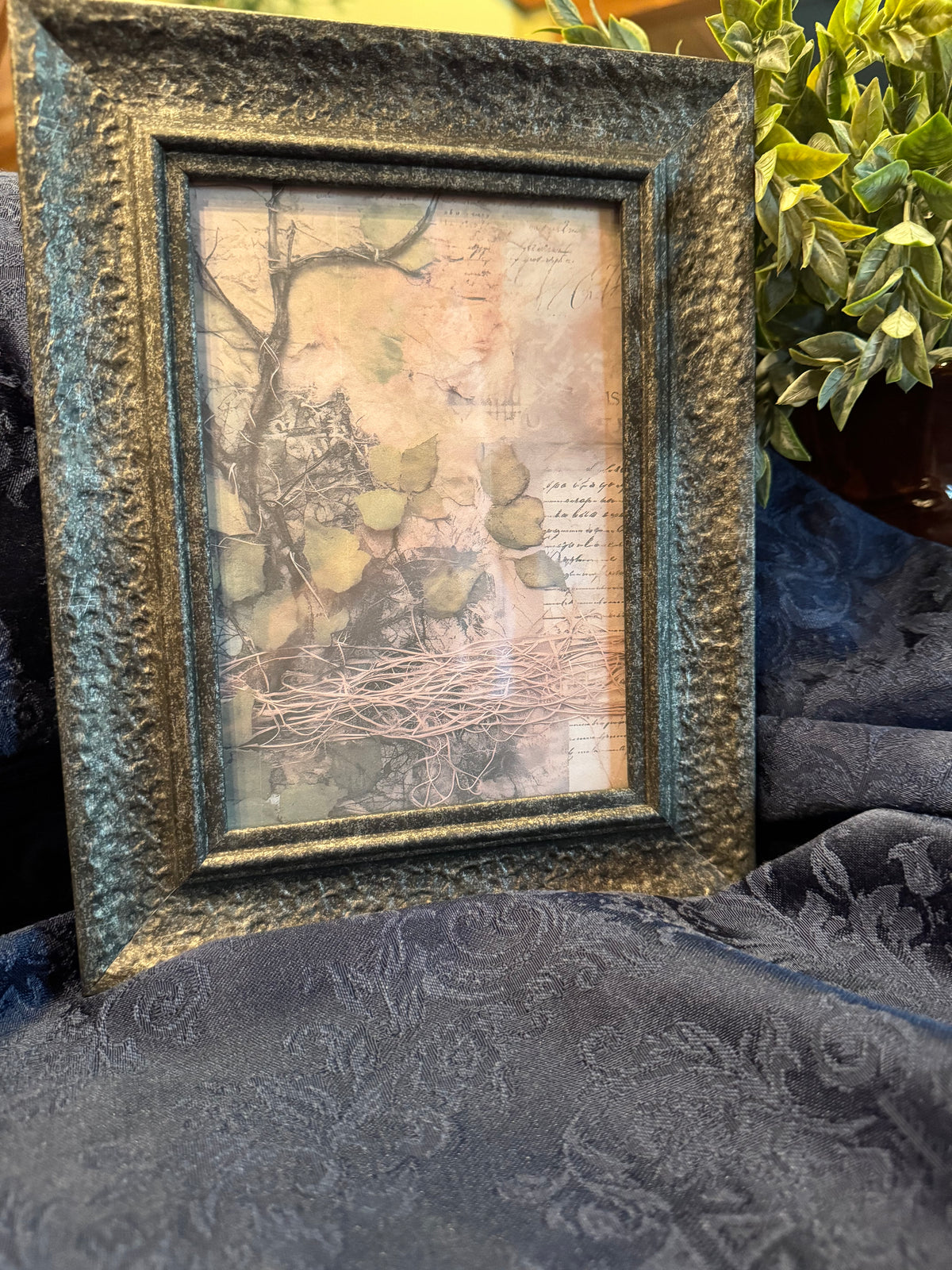 Vintage Floral Print in Gray Frame | Simple Cottagecore Wall Decor
