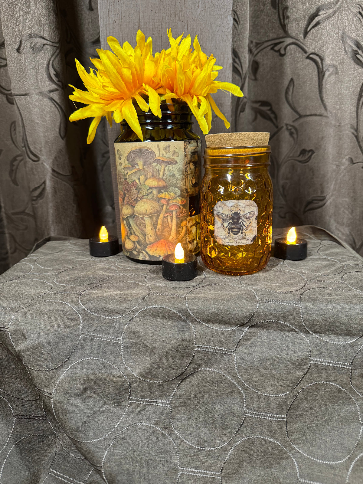Honey-Mushrooms and Bees Jar's