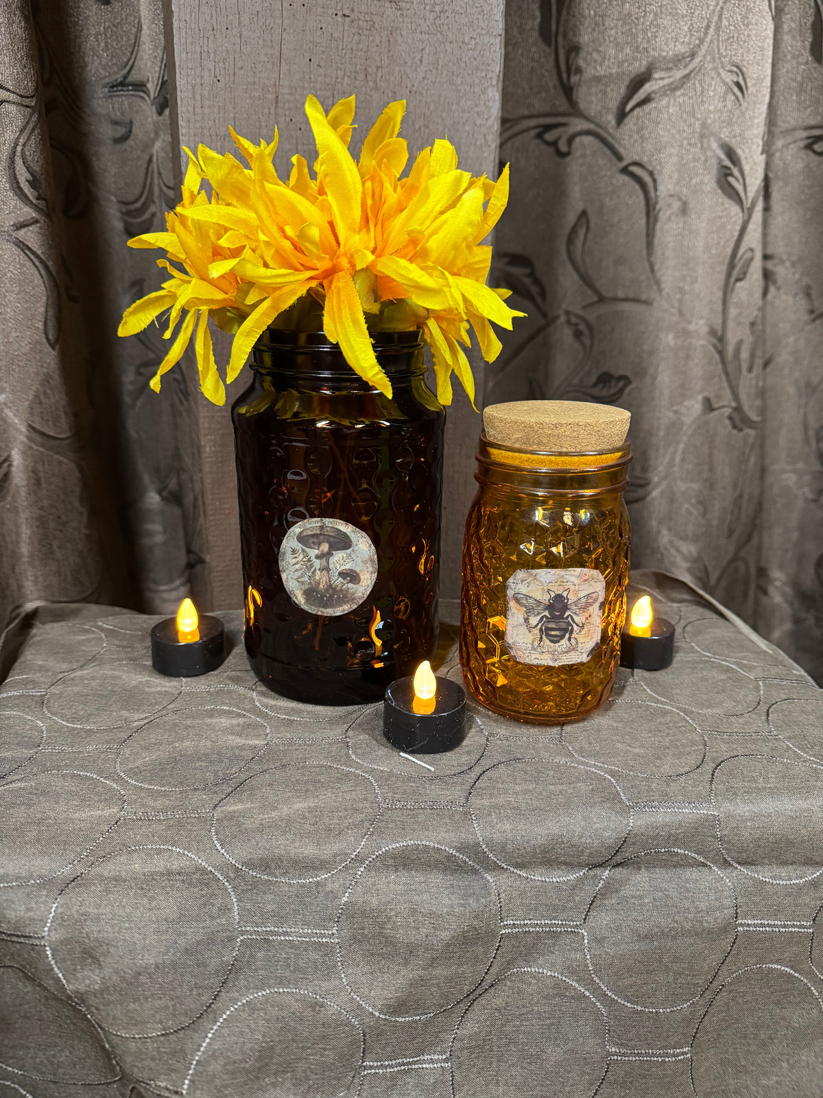 Honey-Mushrooms and Bees Jar's