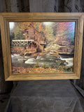 Grist Mill on the River vintage framed art