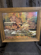 Grist Mill on the River vintage framed art