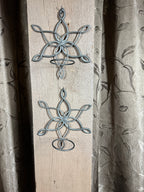 6-point metal candle holders w/swirled glass