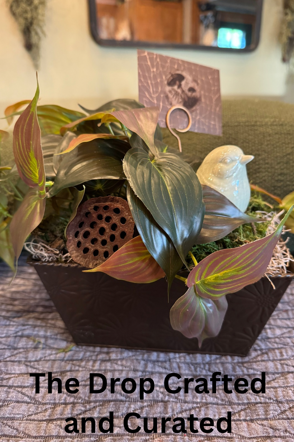 Vintage Bird Nest Vignette with Greens & Pods | Cottagecore Decor