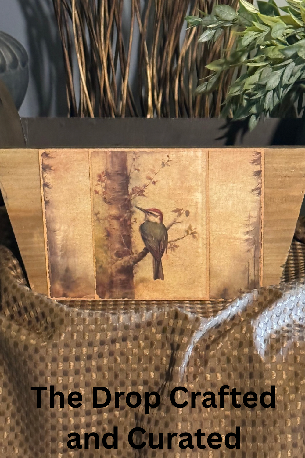 Vintage Woodpecker Planter Box | Rustic Botanical Home Decor