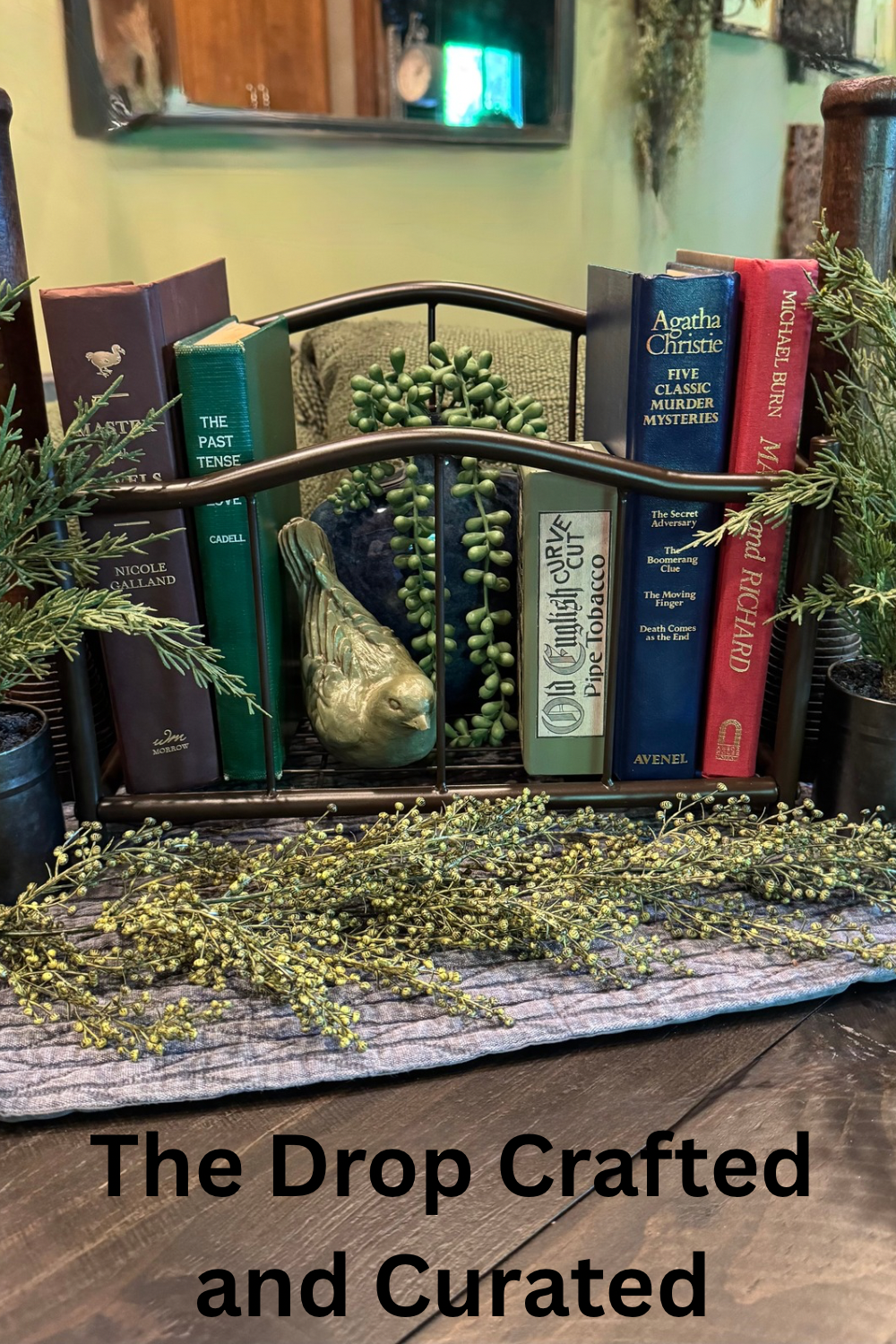 Vintage Metal Tabletop Bookshelf | Rustic Farmhouse Home Decor