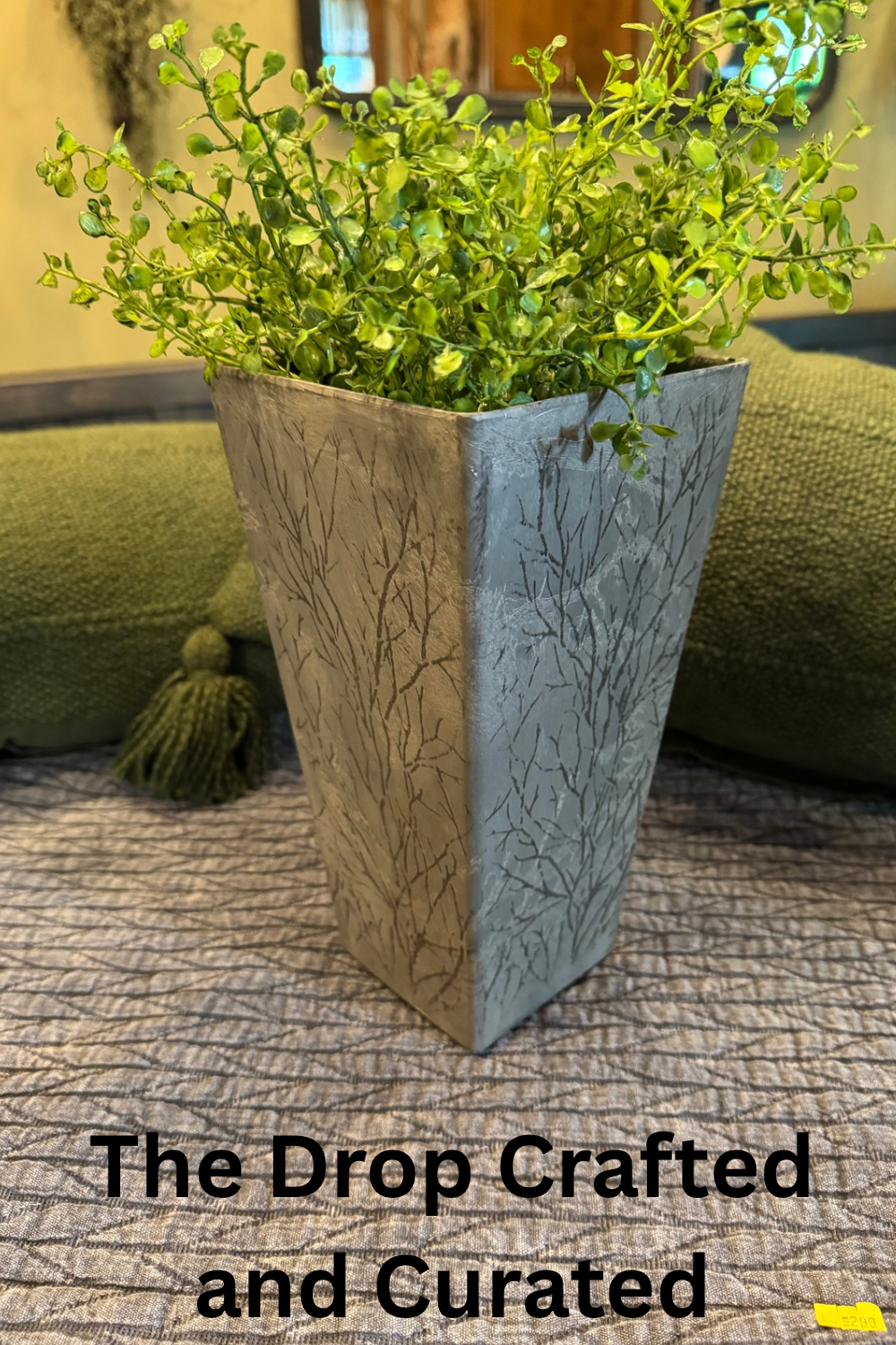 Hard Resin Branch Planter | Dark Rustic Botanical Decor