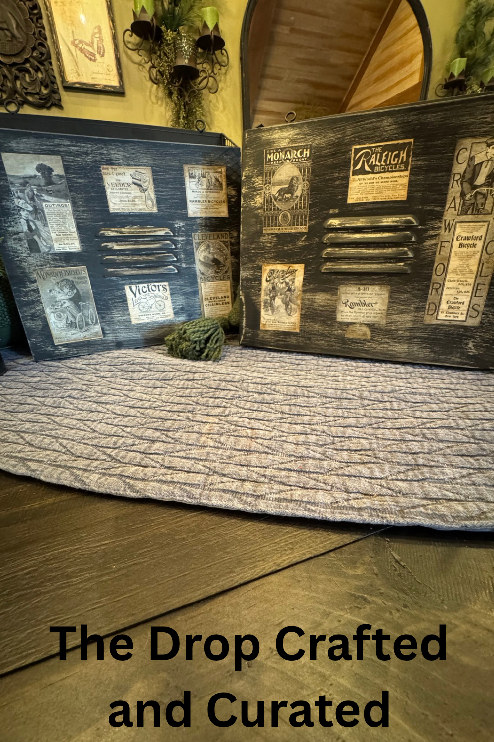 Vintage Wall Pockets with 1890s Ads | Rustic Office Decor | Set of 2