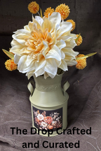 Vintage Metal Floral Container | Peach & Cream Cottagecore Decor